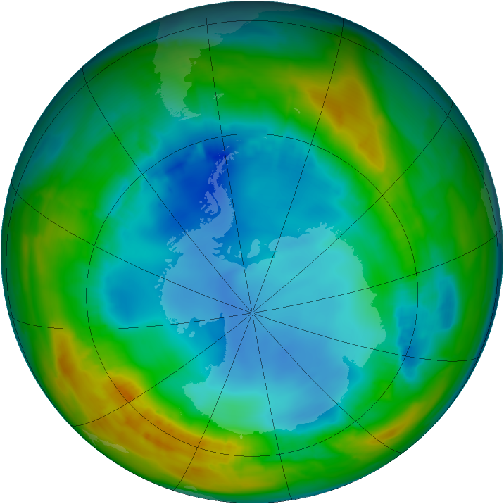 Antarctic ozone map for 06 August 2014